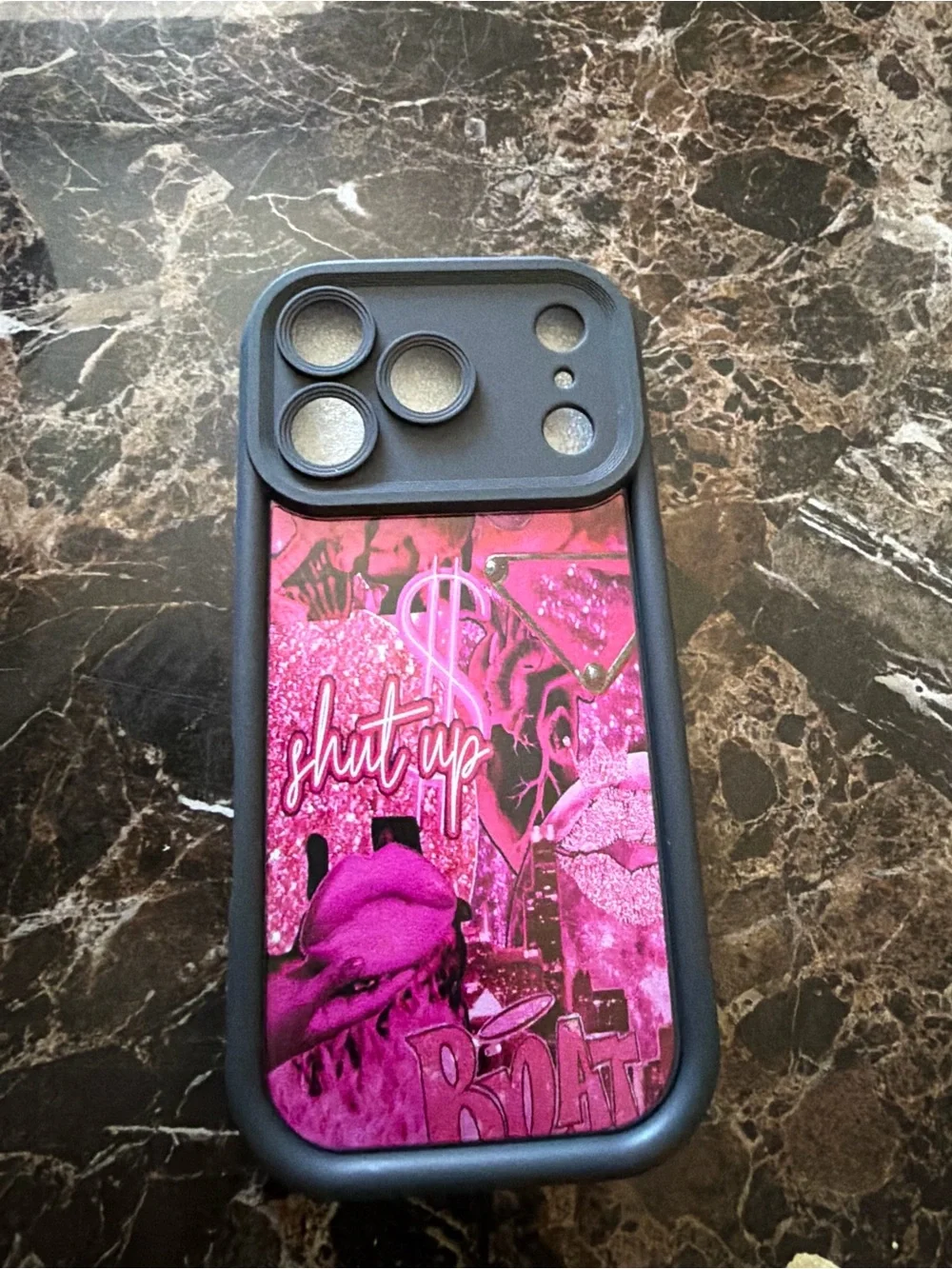 Stylish Pink Graphic Phone Case for iPhone - Bold Hot Pink Design